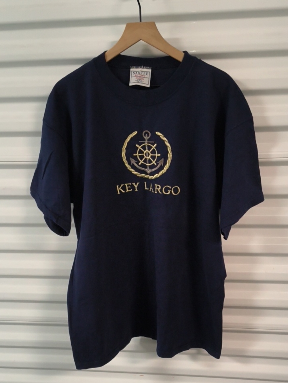 Vtg Santee Key Largo Embroidered Logo Preshrunk Crewneck Short Sleeve T-shirt XL